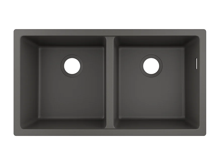 Evier à encastrer sous plan 2 bacs HANSGROHE S51 avec vidage manuel gris pierre