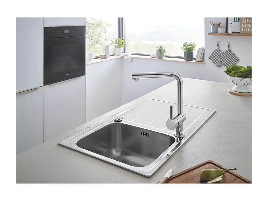 Fregadero GROHE 1 seno con escurridor reversible en acero inoxidable K500
