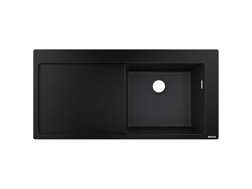 Evier à encastrer 1 bac HANSGROHE S51 450 égouttoir à gauche avec vidage manuel noir graphite