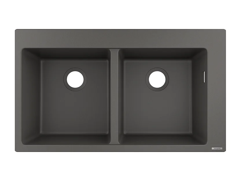 Evier à encastrer 2 bacs HANSGROHE S51 avec vidage auto gris pierre