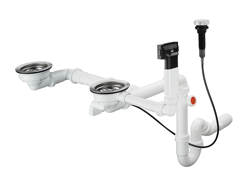 Evier à encastrer 2 bacs HANSGROHE S51 avec vidage auto gris pierre