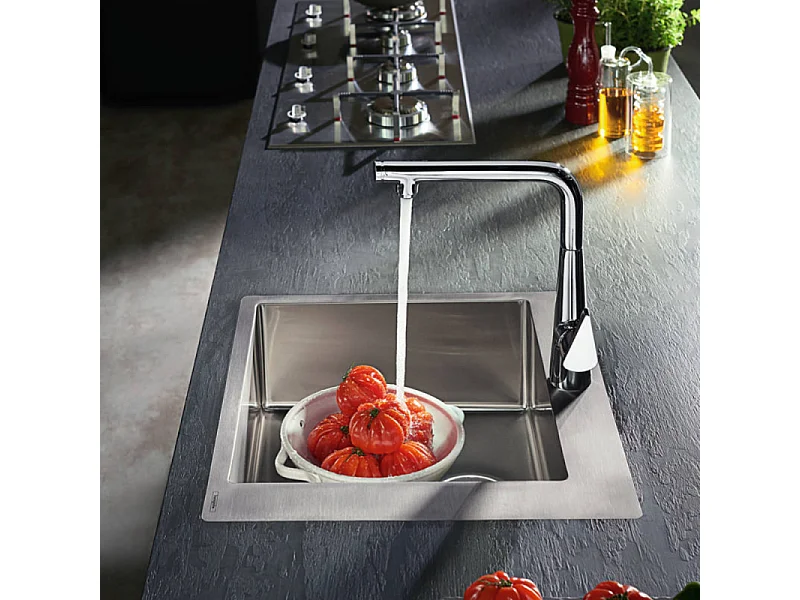 Evier à encastrer 1 bac HANSGROHE S71 450 sans vidage inox