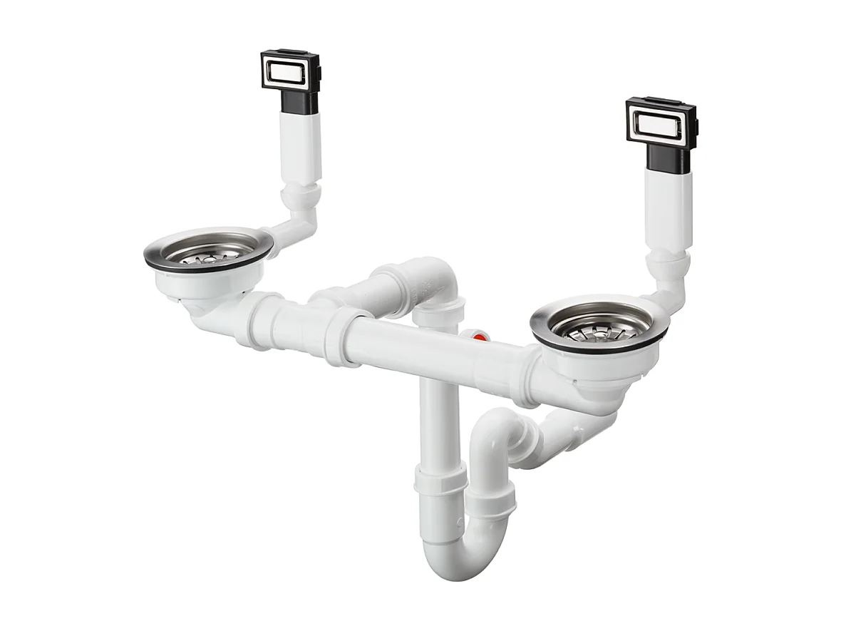 Evier à encastrer 2 bacs HANSGROHE S71 avec vidage manuel inox