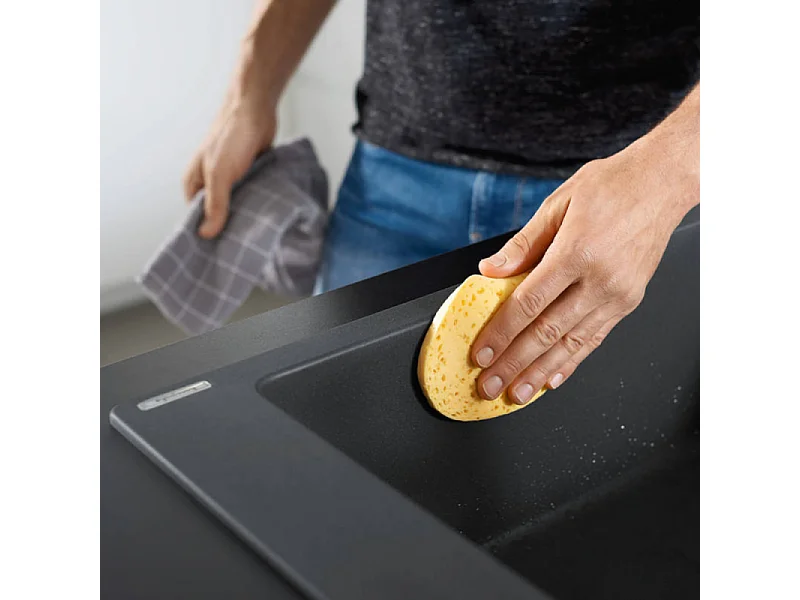 Evier à encastrer 1 bac et demi HANSGROHE S51 avec vidage auto noir graphite