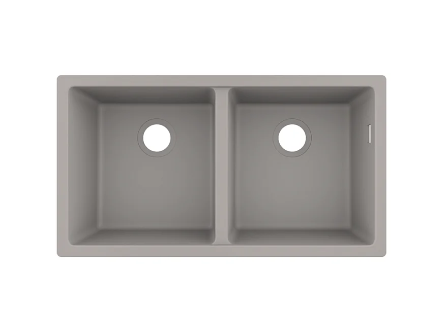 Evier à encastrer sous plan 2 bacs HANSGROHE S51 avec vidage manuel gris béton