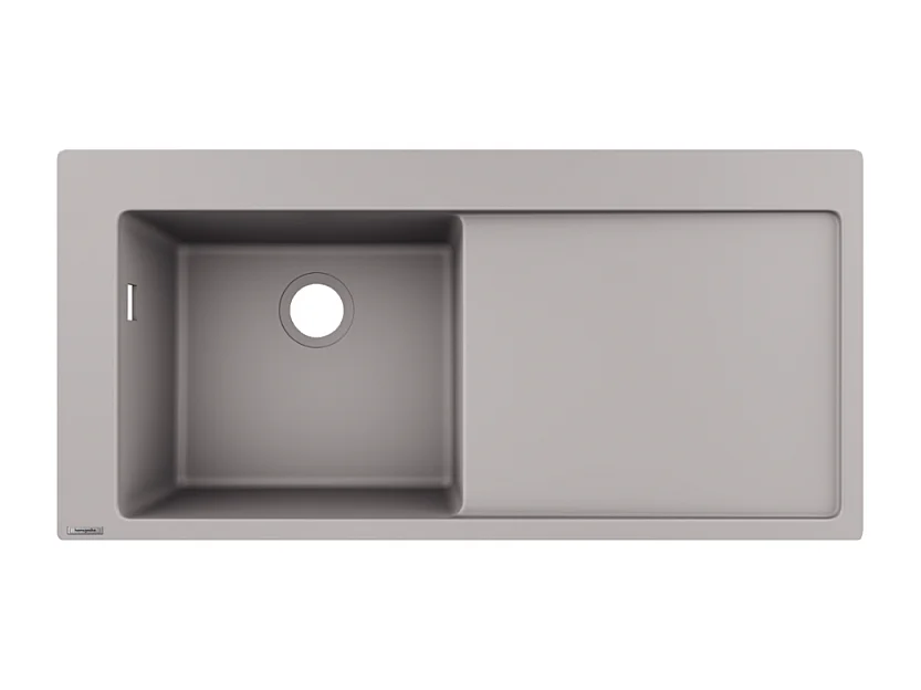 Evier à encastrer 1 bac HANSGROHE S51 450 égouttoir à droite sans vidage gris béton