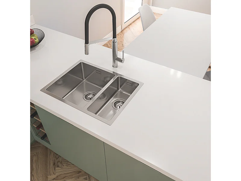 Evier à encastrer 1 bac et demi GROHE K700U acier inoxydable 76 x 45 cm