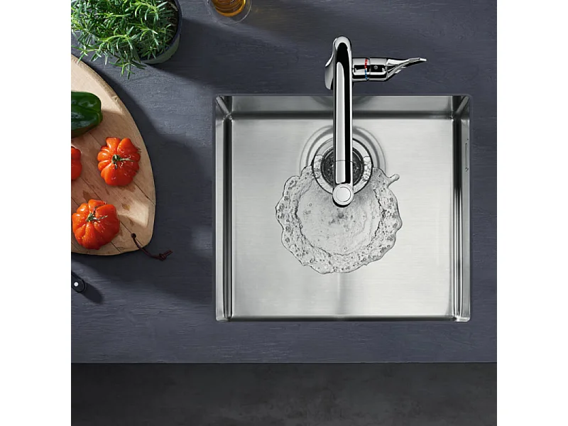 Evier à encastrer sous plan 1 bac HANSGROHE S71 450 avec vidage auto  inox