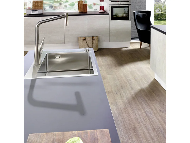 Evier à encastrer 1 bac HANSGROHE S71 450 avec vidage manuel inox