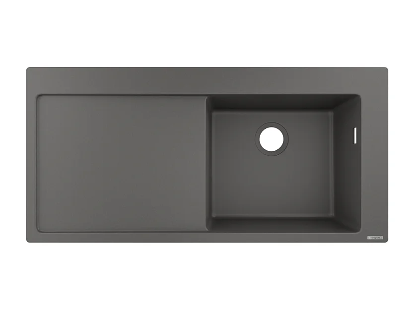 Evier à encastrer 1 bac HANSGROHE S51 450 égouttoir à gauche avec vidage manuel gris pierre