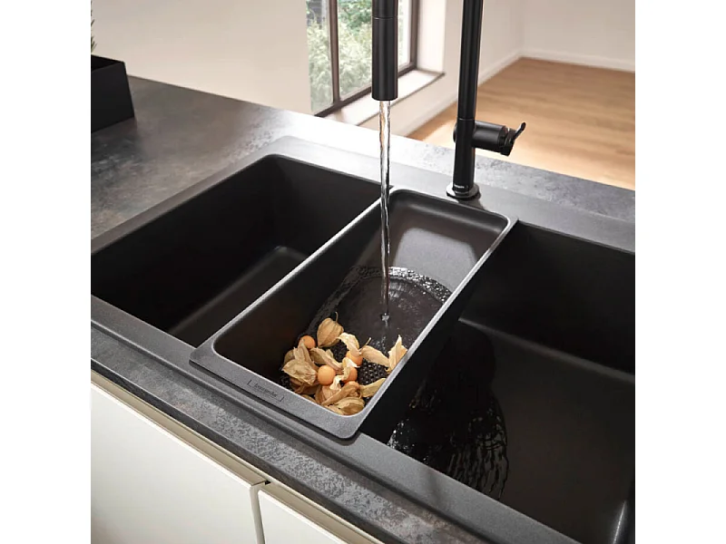 Evier à encastrer 1 bac HANSGROHE S51 660 avec vidage manuel noir graphite