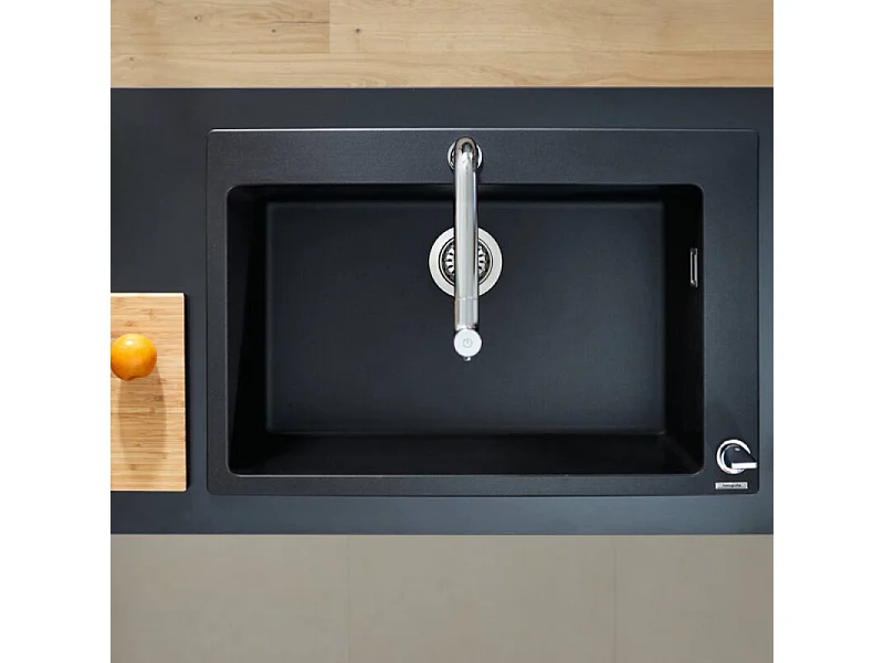Evier à encastrer 1 bac HANSGROHE S51 660 avec vidage manuel noir graphite