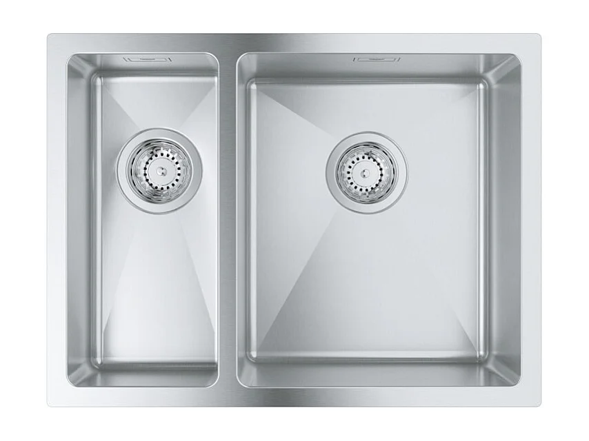 GROHE Evier 1 cuve et demie en acier inoxydable K700U - Demie cuve droite