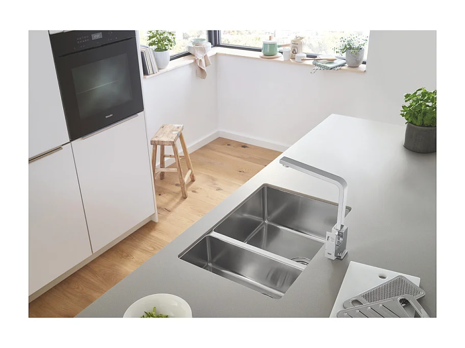 GROHE Evier 1 cuve et demie en acier inoxydable K700U - Demie cuve droite