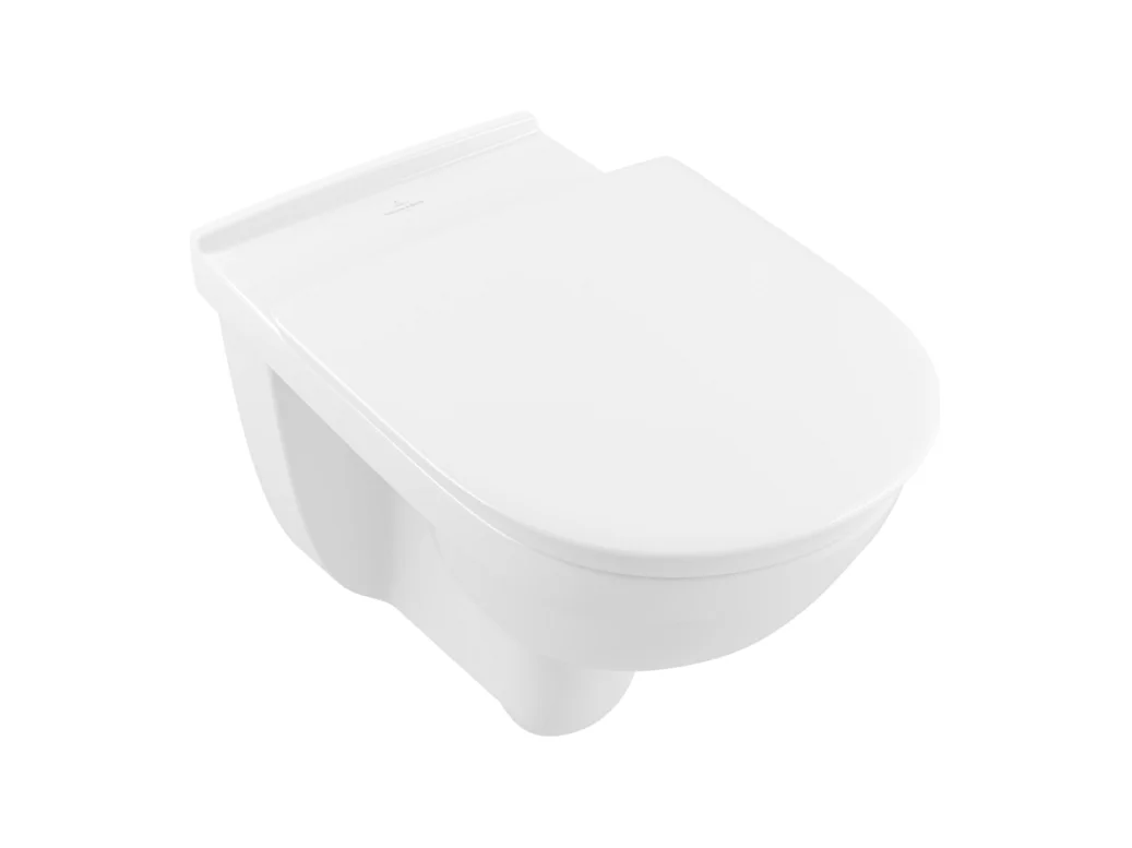 Pack WC suspendu PMR sans bride VILLEROY ET BOCH O.novo vita + abattant + plaque blanche + bâti Grohe