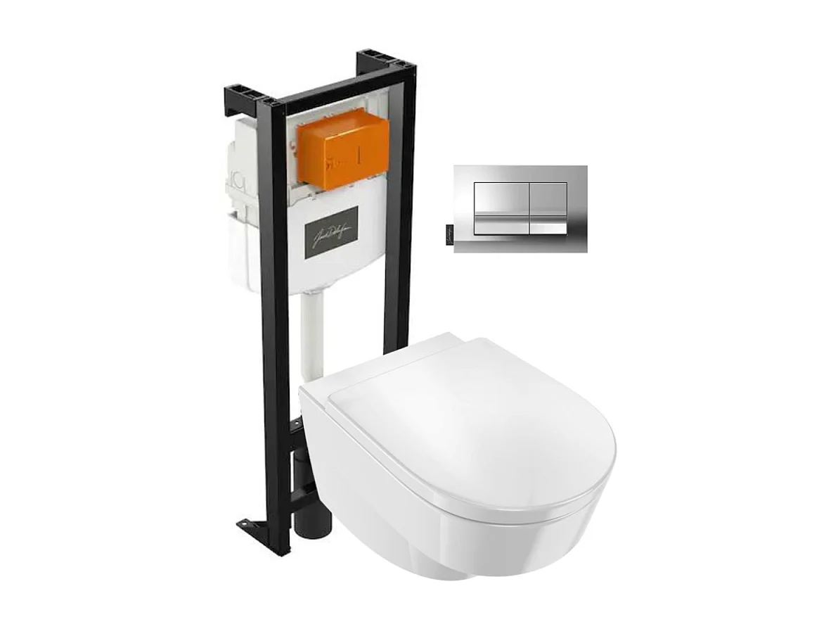 Pack WC suspendu sans bride JACOB DELAFON Odéon Rive Gauche + bâti support + plaque chromée