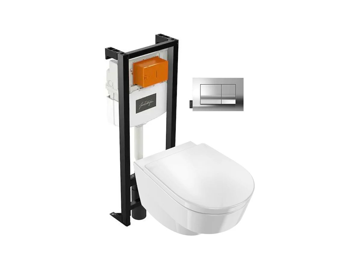 Pack WC suspendu sans bride JACOB DELAFON Odéon Rive Gauche + bâti support + plaque chromée