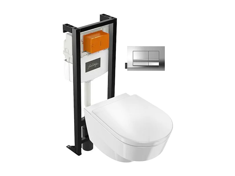 Pack WC suspendu sans bride JACOB DELAFON Odéon Rive Gauche + bâti support + plaque chromée