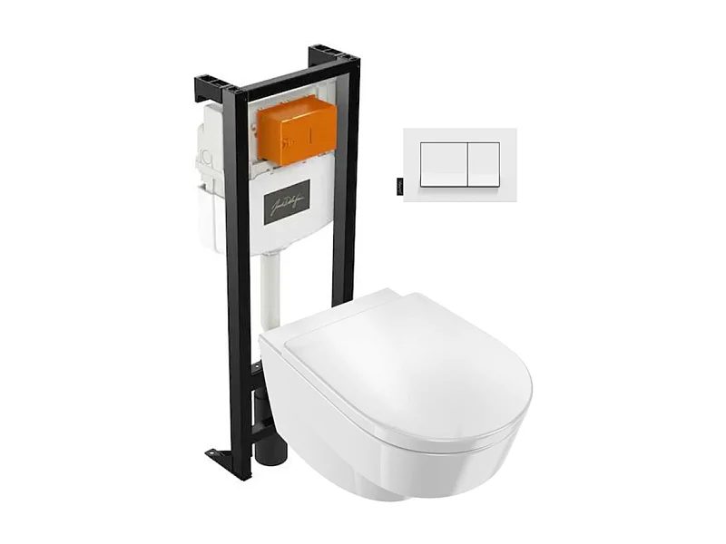 Pack WC suspendu sans bride JACOB DELAFON Odéon Rive Gauche + bâti support + plaque blanche