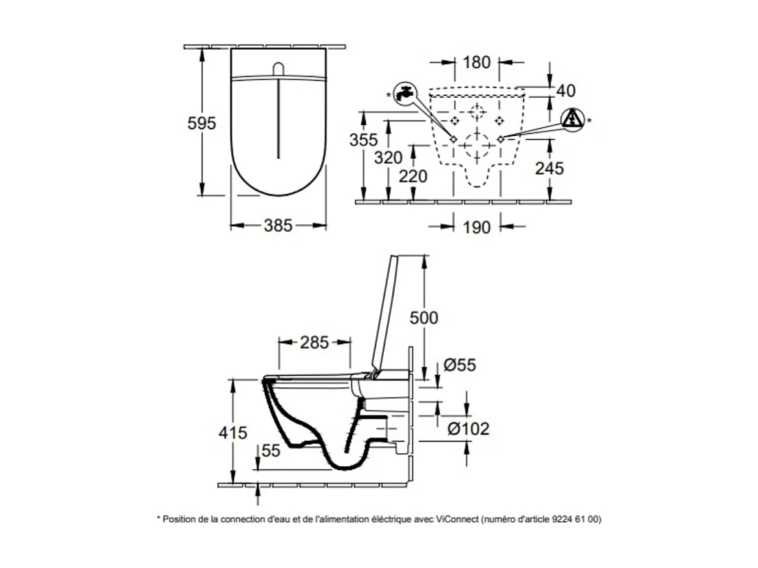 WC lavant sans bride VILLEROY ET BOCH Viclean-I100 avec abattant