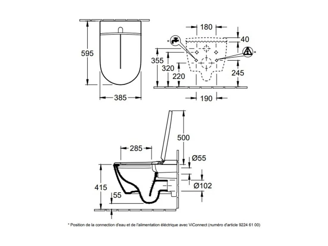 WC lavant sans bride VILLEROY ET BOCH Viclean-I100 avec abattant