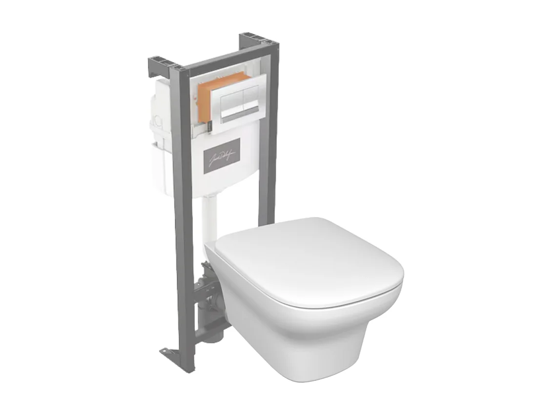 Pack WC suspendu sans bride JACOB DELAFON Vox + bâti support + abattant + plaque blanche