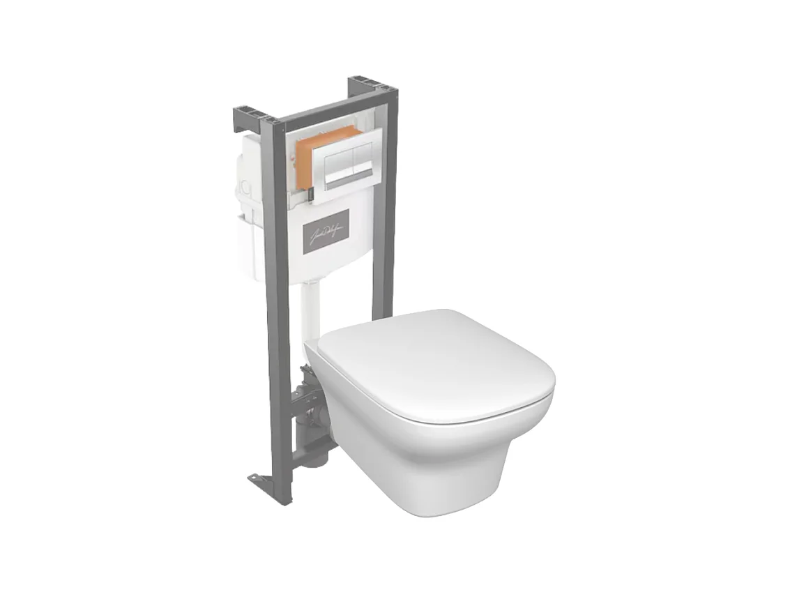 Pack WC suspendu sans bride JACOB DELAFON Vox + bâti support + abattant + plaque blanche