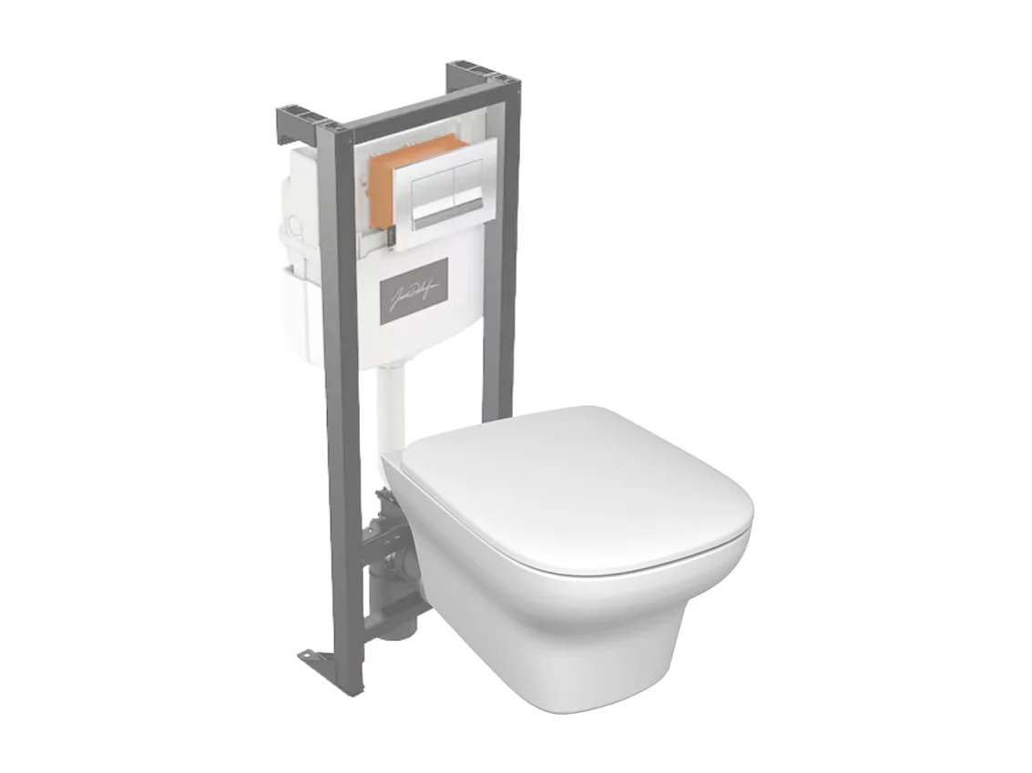 Pack WC suspendu sans bride JACOB DELAFON Vox + bâti support + abattant + plaque blanche