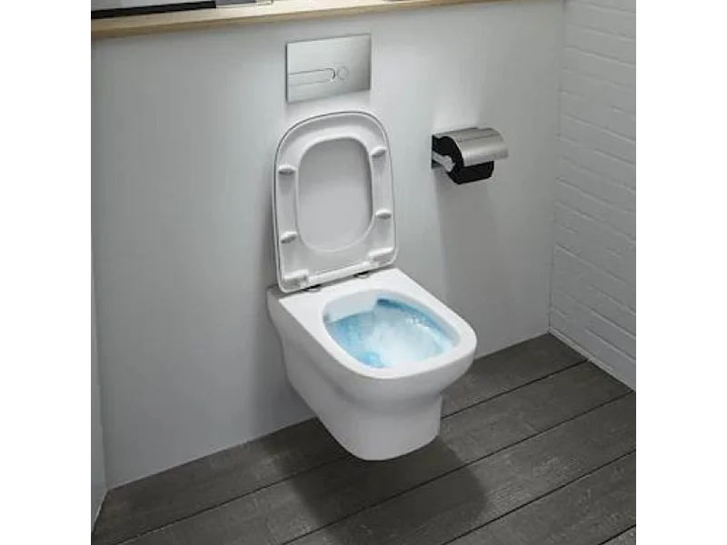 WC suspendu sans bride JACOB DELAFON Vox avec son abattant déclipsable à descente progressive