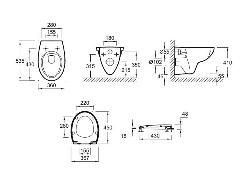WC suspendu sans bride JACOB DELAFON Patio + abattant