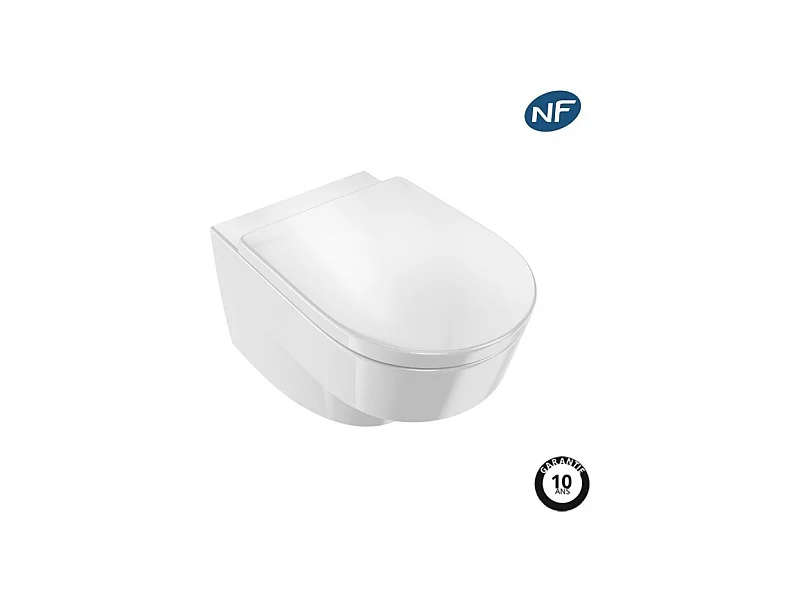 WC suspendu sans bride JACOB DELAFON Odéon Rive Gauche, économie d'eau + abattant