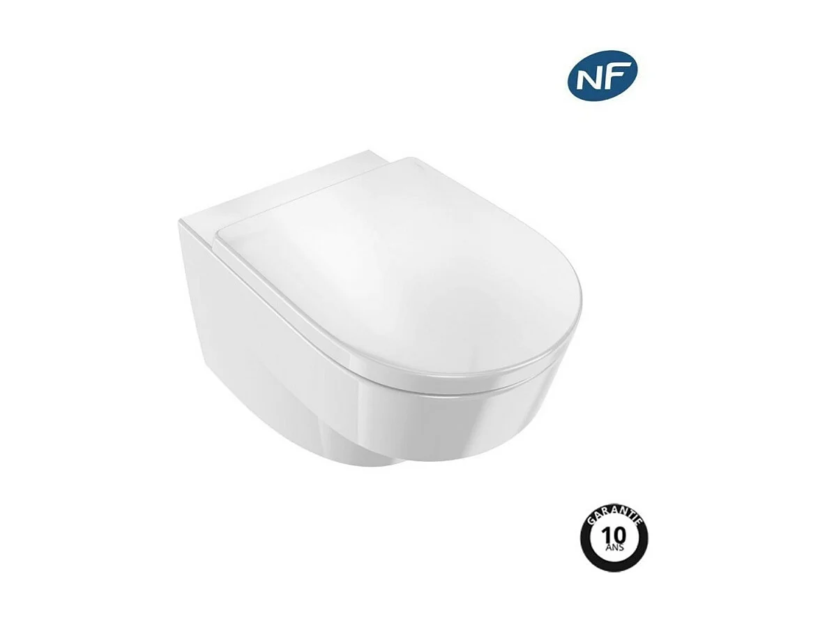 WC suspendu sans bride JACOB DELAFON Odéon Rive Gauche, économie d'eau + abattant