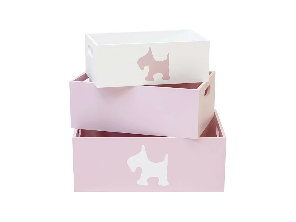 Boîtes lot de 3  en bois rose 15x40x28/13x35x23/11x30x18cm