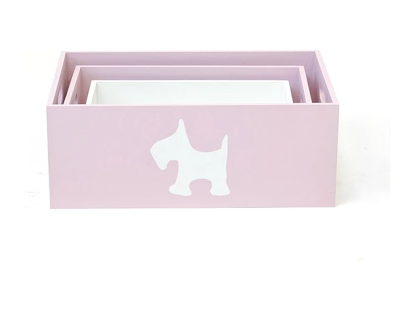 Dog set van 3 houten dozen 15x40x28/13x35x23/11x30x18cm