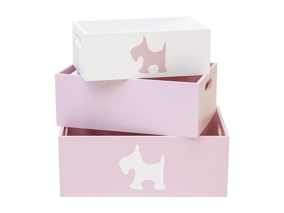 Dog set van 3 houten dozen 15x40x28/13x35x23/11x30x18cm