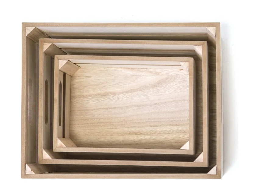 Set di 3 Scatole MDF marrone 17x28x15/32x23x12/27x18x10cm