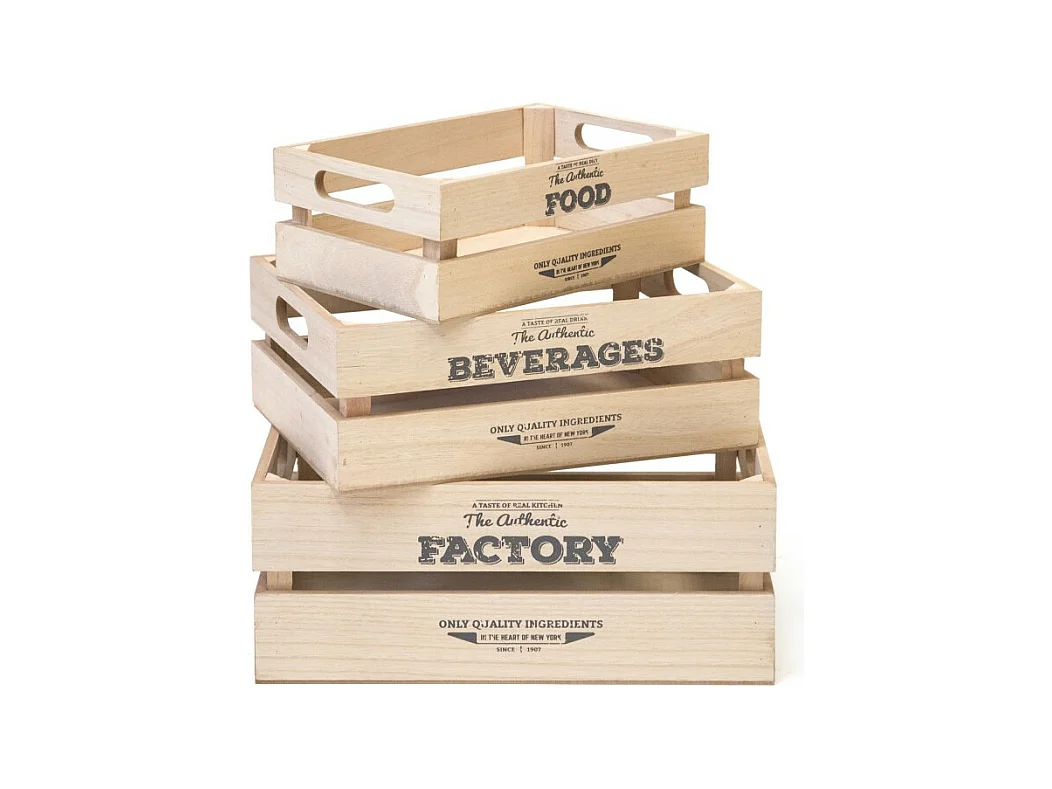 Boîtes lot de 3 en bois marron 17x28x15/32x23x12/27x18x10cm
