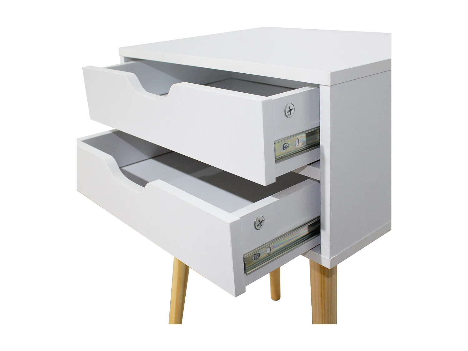 Mesita fiano 2 cajones blanca