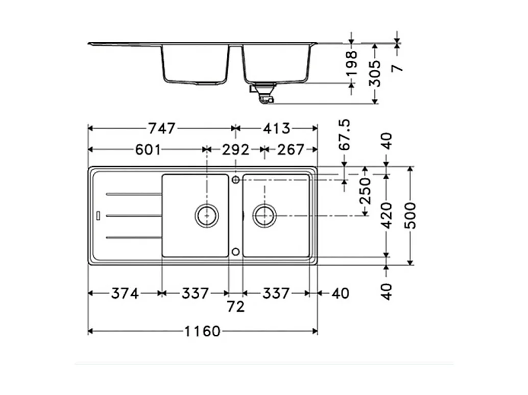 Franke - Evier à encastrer 2 cuves 1 égouttoir Basis - platinium