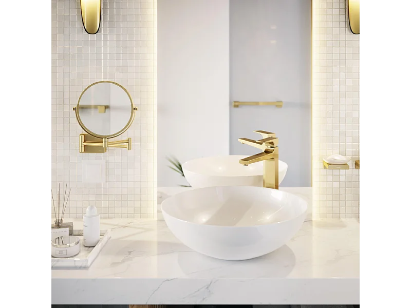 Miroir de rasage avec éclairage LED HANSGROHE AddStoris doré poli