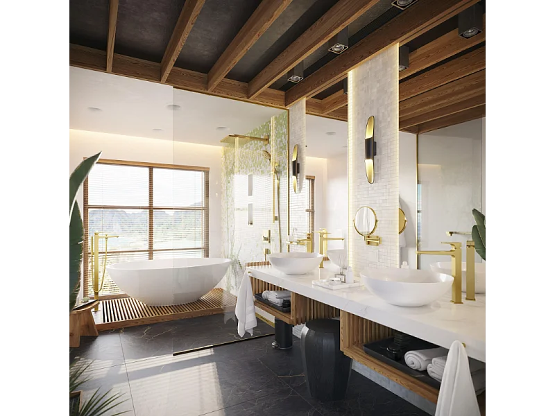 Miroir de rasage avec éclairage LED HANSGROHE AddStoris doré poli