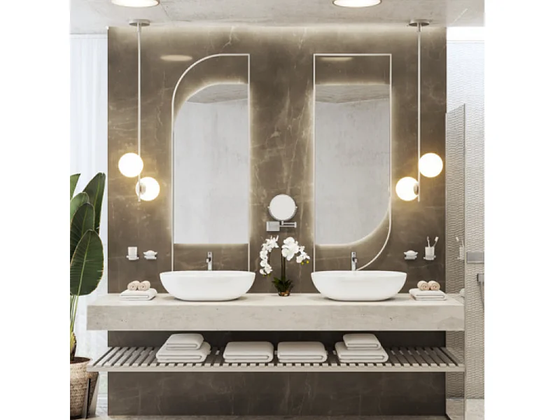 Miroir de rasage avec éclairage LED HANSGROHE AddStoris chromé brossé