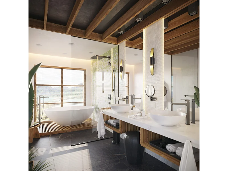 Miroir de rasage avec éclairage LED HANSGROHE AddStoris chromé brossé