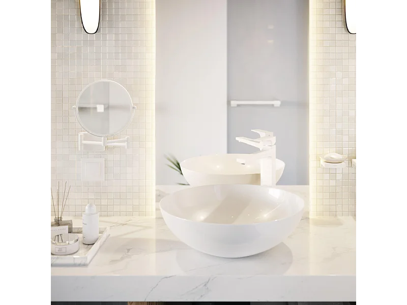 Miroir de rasage avec éclairage LED HANSGROHE AddStoris blanc mat