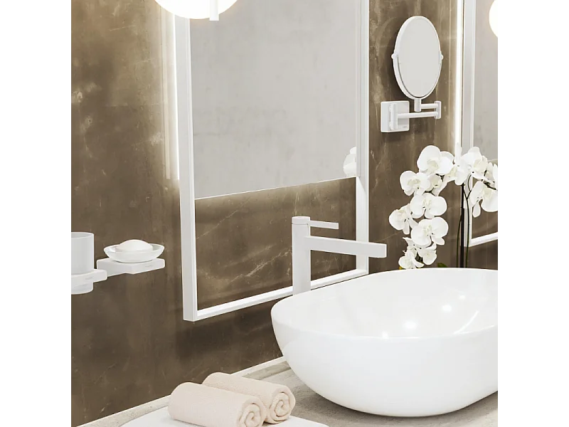 Miroir de rasage avec éclairage LED HANSGROHE AddStoris blanc mat