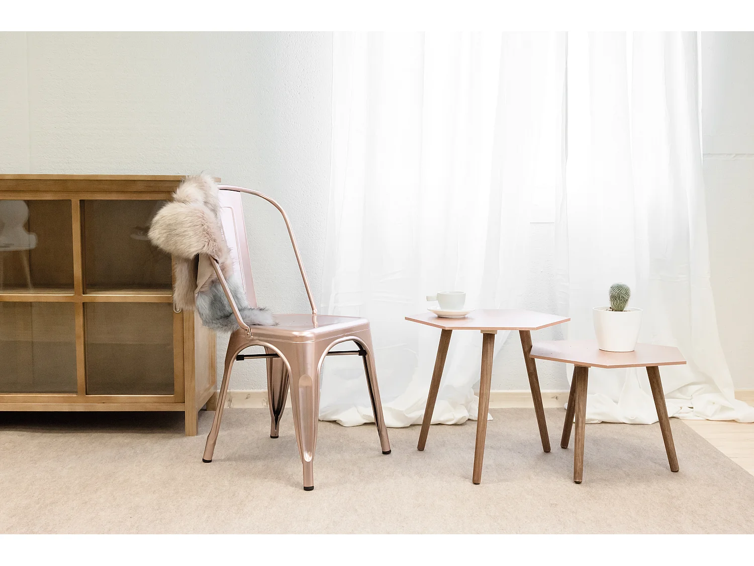 Tavola set di 2 ramato 45x50x50cm