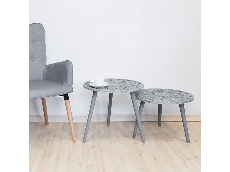 Tavola set di 2 grigia 35,5x48x48/45,5x48x48 cm