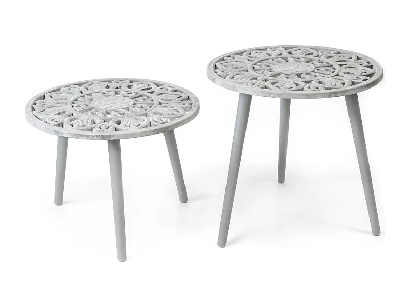 Mesita set de 2 gris 35,5xø48/45,5xø48cm