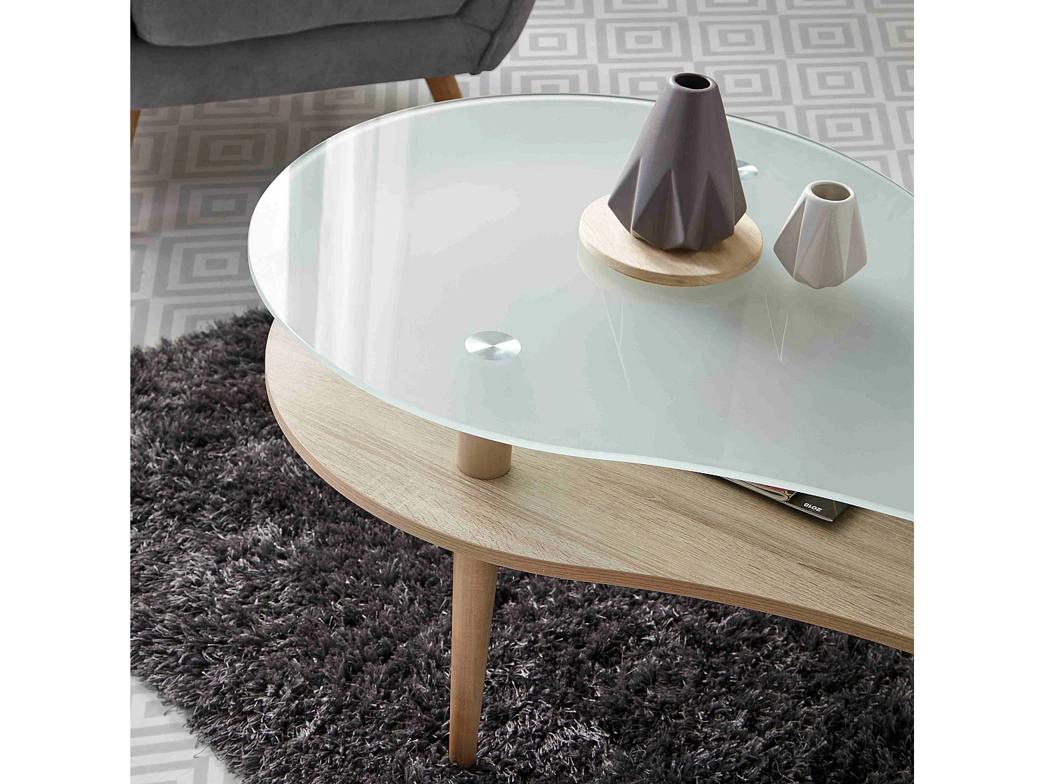 Mesa de centro Peanut con tapa glaseada