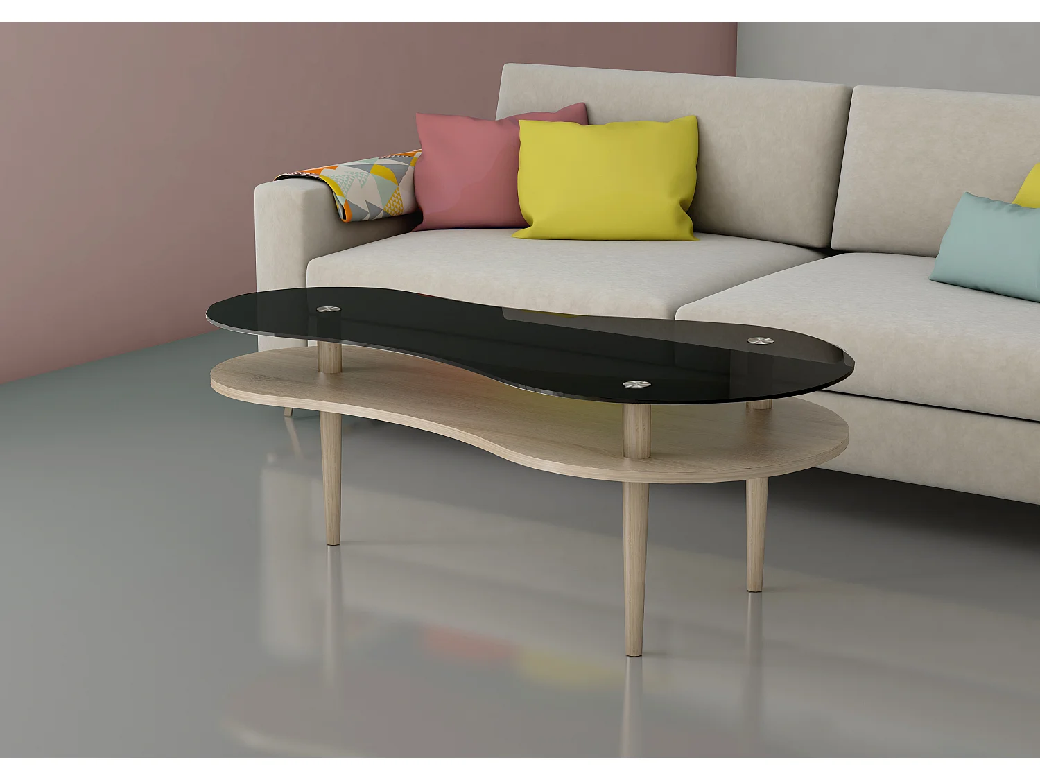 Mesa de centro Peanut tapa negra